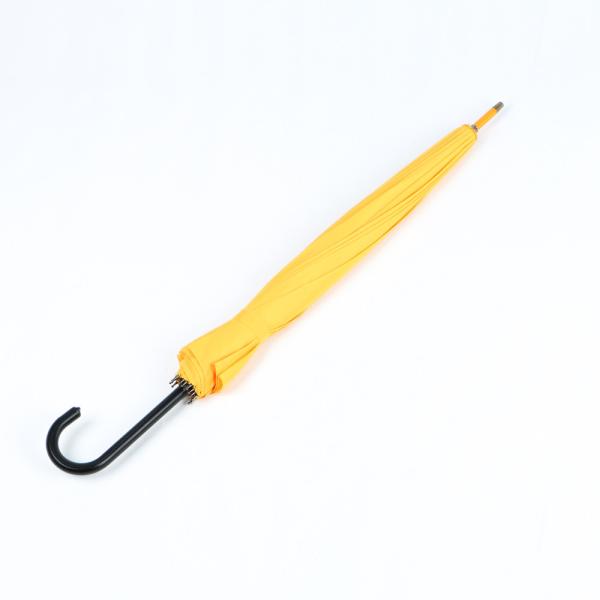 Yellow Curved Handle Umbrella Lady Fashion Plastic J Handle With Leather Cover