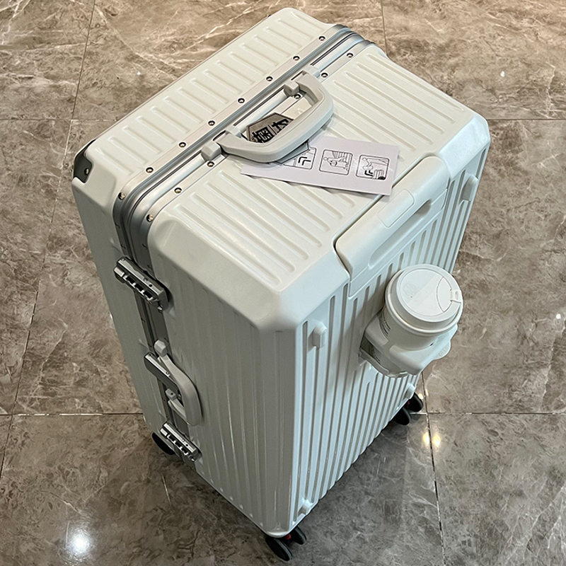 Unisex TSA Lock Trolley Suitcase PC Fabric and Aluminium Frame Carry-On Luggage with Caster Wheel for Work and Business Travel