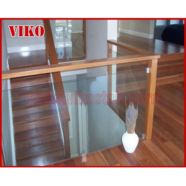 Double Steel Plate Staircase VK57S  Tread beech ,Railing tempered glass, Handrail b eech Stringer,carbon