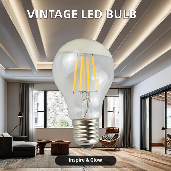 220-240V E27 LED Bulb Light Clear Glass A60 Warm White LED Filament Light Bulb for Indoor