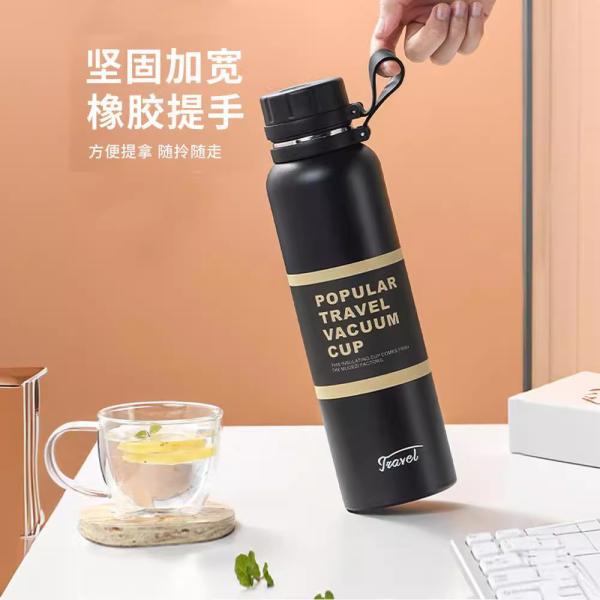 Botella de agua de acero inoxidable de doble pared con vacío personalizado con tapas con diseño de logotipo