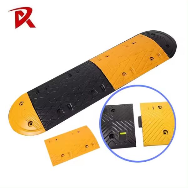 20 Years Yellow & Black Rubber Speed Hump Steel Speed Bump for Roadway Application