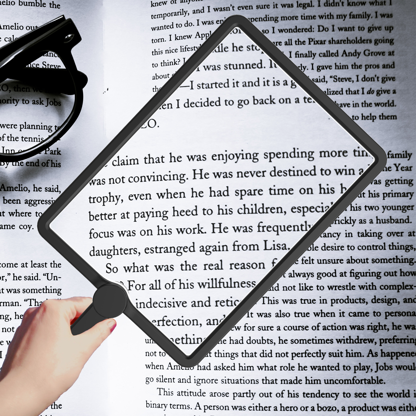Free 3-in-1 Magnifying Glass-LED Lighted & High Transparency Square Lens  Magnifier Glasses with Led Light