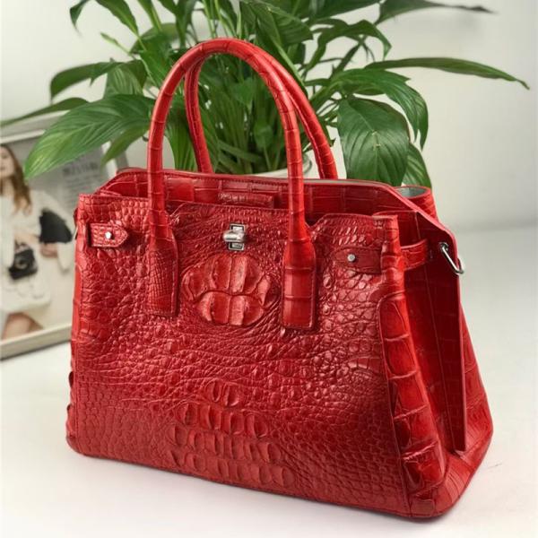 Authentic Crocodile Leather Women Top-handle Handbag Female Large Shoulder Bag Genuine Alligator Skin OL Lady Work Purse