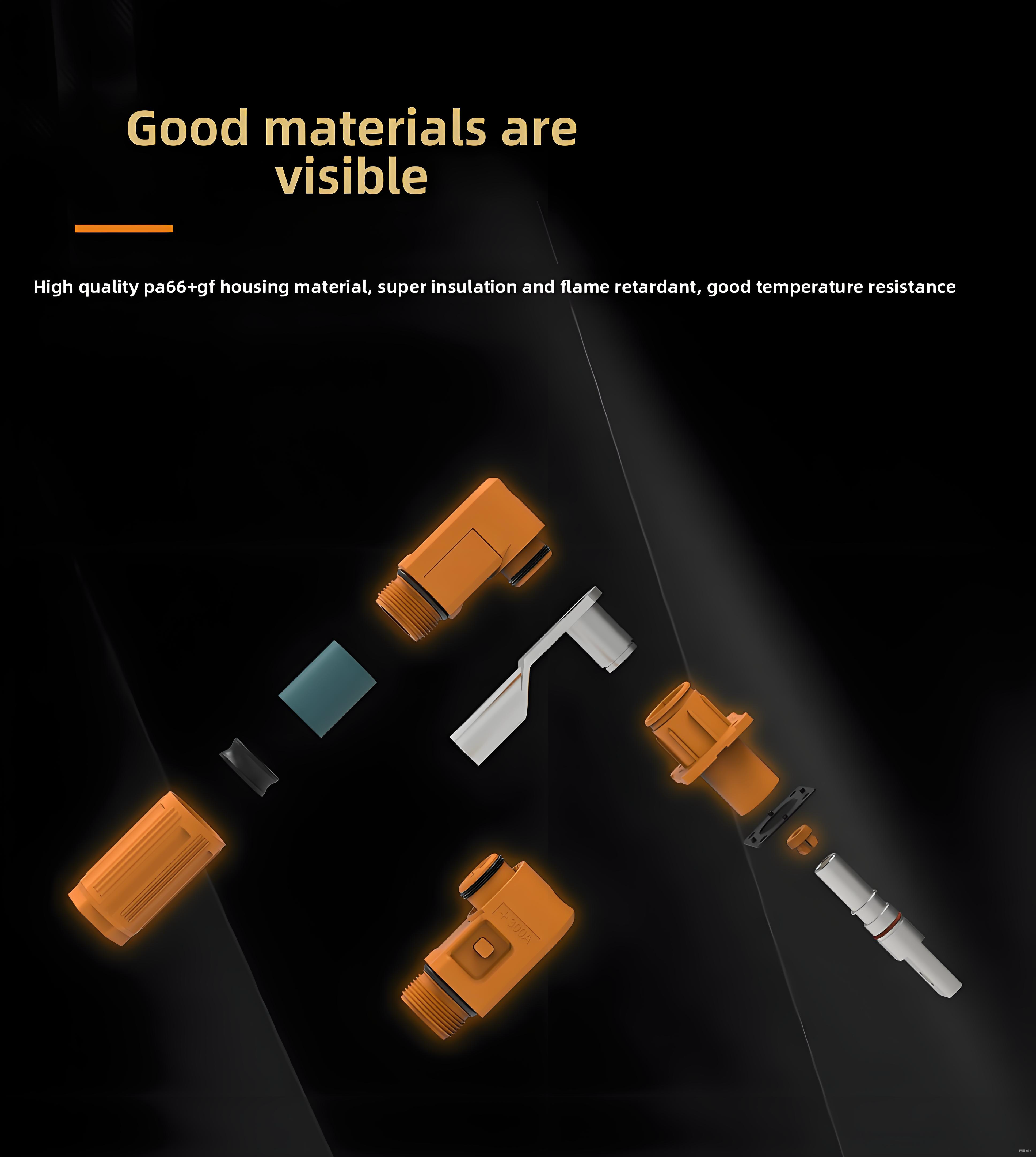 PG50A-OR-IP67 Fixed (Non-Rotatable) Energy Storage Connector - Orange Positive, Stud Mount