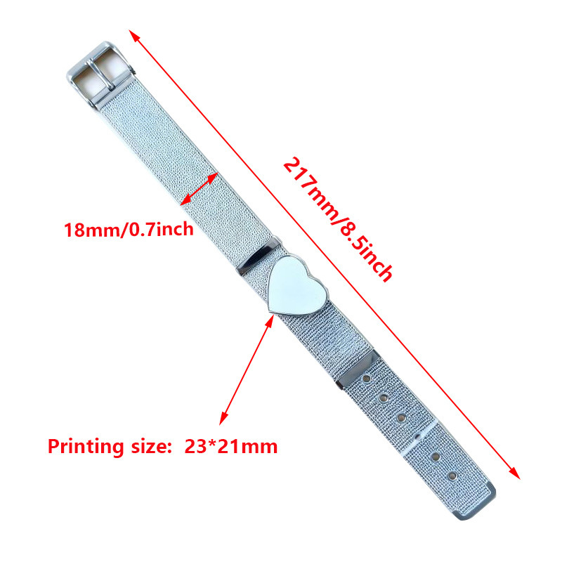 Heart Shape Stainless Steel Sublimation Charm Bracelet Blanks Cuff Bracelet