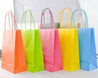 Multi Colored Paper Garment Bags with Handle Custom Logo Printed Accepted