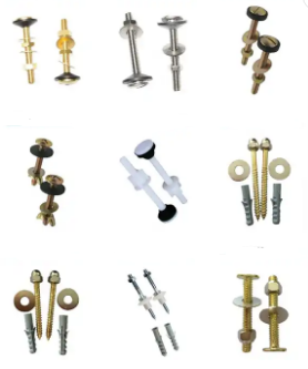 Durable Two-piece Toilet Tank And Seat Fixation Screw And Bolt Kits In White And Gold