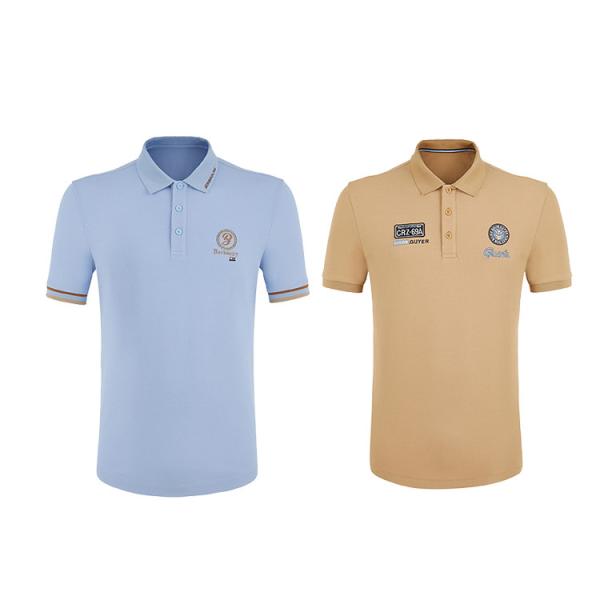 Breathable Sports Polo Shirts Customizable Weaving Method Knitted
