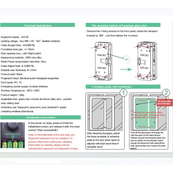 Digital High Security System Nfc Card Smart Phone Fingerprint Password Key Glass Door Lock E-G190