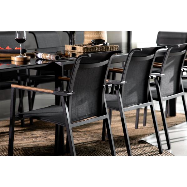 Stackable Chairs and Extendable Table AJUNION Aluminum Dining Set for Patio or Garden