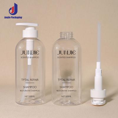 Clear Plastic Shampoo Bottles 500ml Cylinder PET Bottles Cosmetic For Packaging