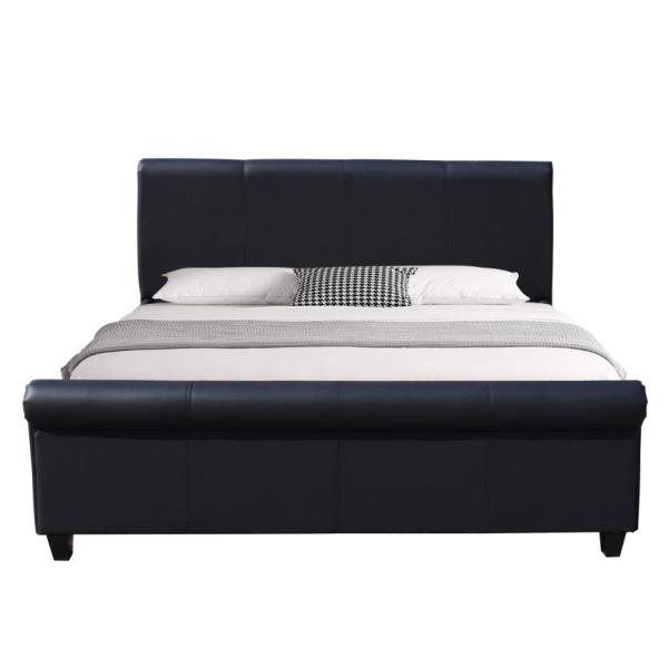 Wholeasle Upholstered bed black Faux Leather bed