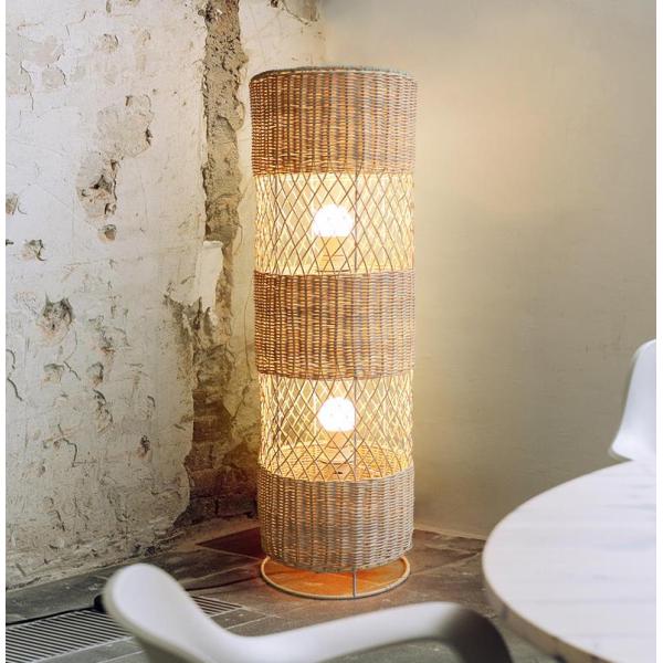 Handmade Led rattan wicker floor lamp For Living Room Decoration