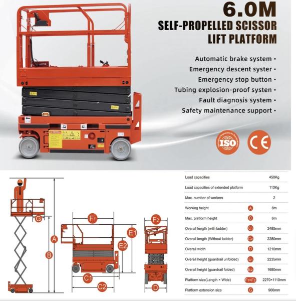 Home Elevador de tesoura hidráulica portátil / Tabela de elevador de tesoura elétrica pequena 4m 5m 6m 8m 10m 12m 14m 16m