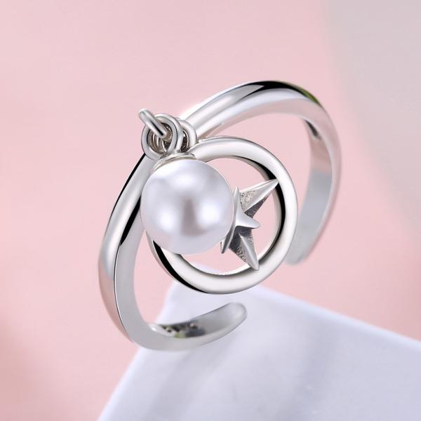 Раскрывая регулируемые кольцо Mountable жемчуга размера 925 стерлинговое серебряное привесное