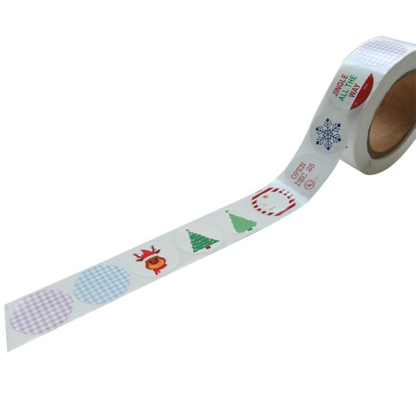 Customized Size Christmas Gift Stickers Labels Round Adhesive Seal Packaging Labels Sticker for Xmas New Year Party Gifts Decor