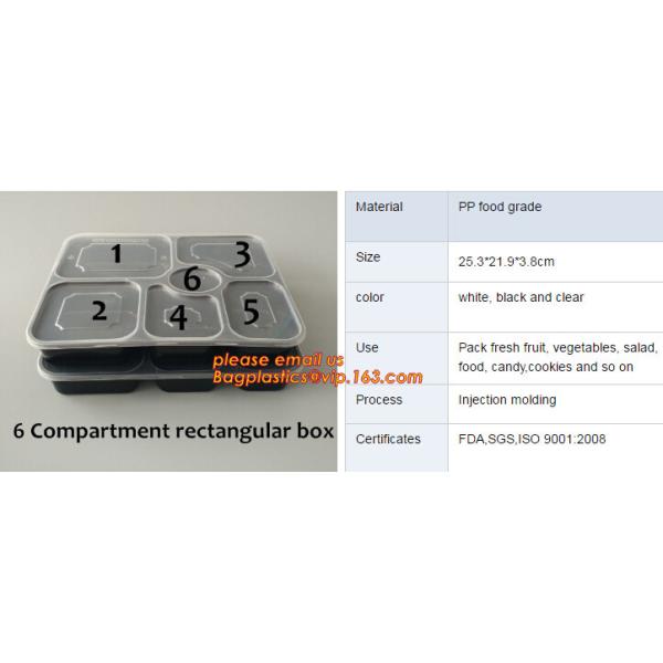 Коробка бенто пластикового устранимого пластикового взятия качества еды отсутствующая с 4 отсек, пищевой контейнер контейнеров пластиковый течебезопасный