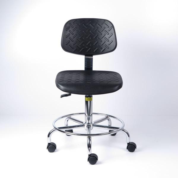 Durable Polyurethane Industrial Production Chairs With Chroming Five Star Leg And Fixed Foot Ring
