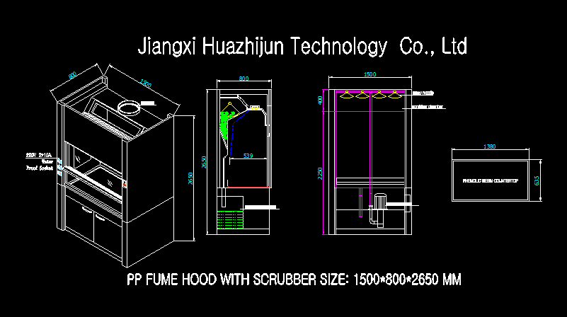 Customized Made Lab Fume Hoods With Wet Scrubber Company Manual Control System