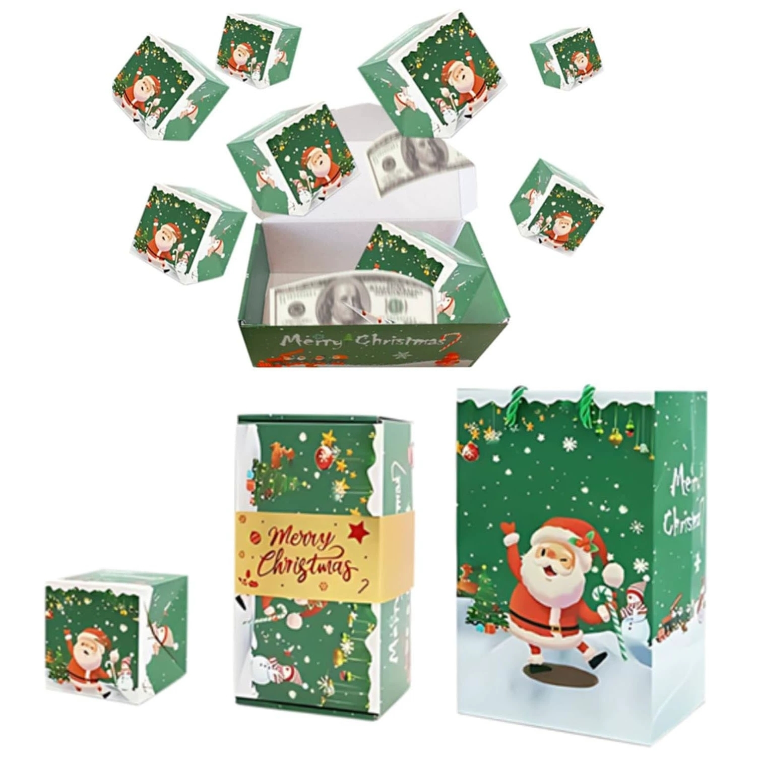 Explosion Bouncing Gift Box Set With Paper Bag For Christmas Packaging