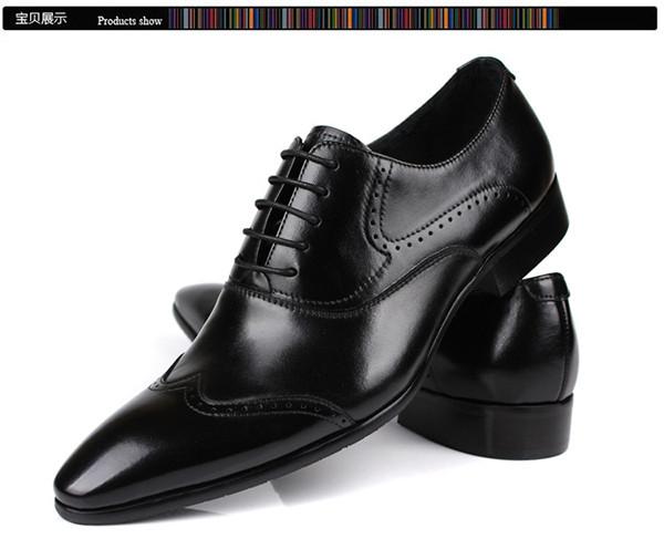 Office Black Leather Dress Shoes Waterproof , Pointed Toe Mens Handmade Leather Shoes