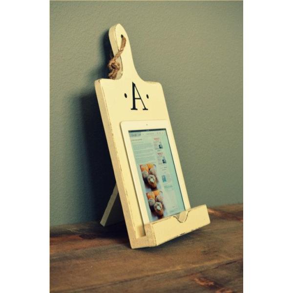 Cutting Board Style Plaque Signs , Wooden Tablet Holder Stand