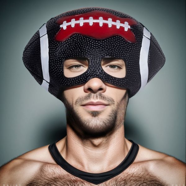 Textured Football Fan Mask - Premium Pigskin Style Game Day Face Shield for Tailgates, Sports Cosplay & Superfan Accessories