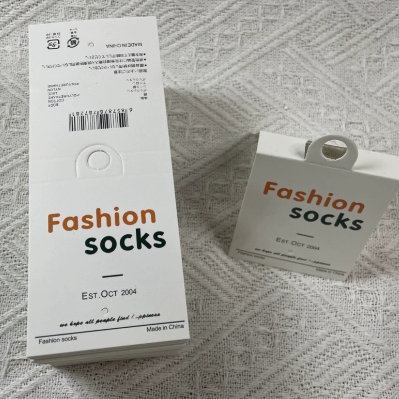 Folded Paper Sock Tags With Euro Hole And Barcode For Retail Hosiery Display