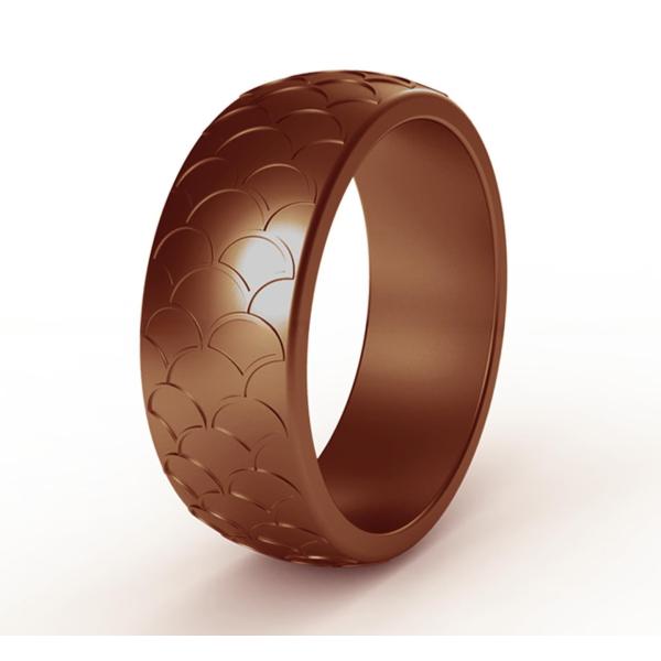 Men Silicone Wedding Ring Fish Scale Design Multi Colors 8.7mm Breathable