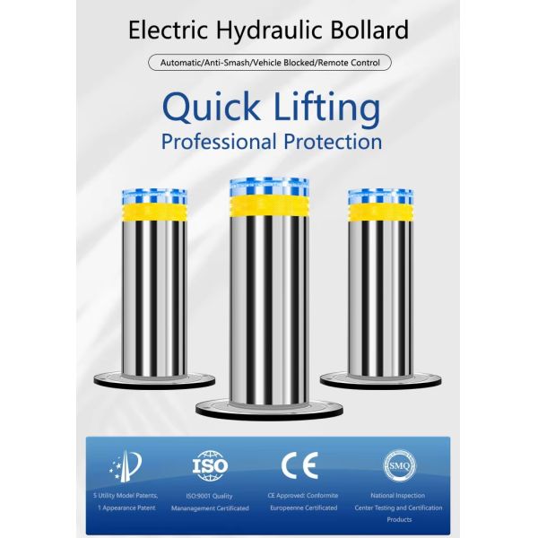 Automatic Hydraulic Bollard with 304/316 Stainless Steel LED Lights and Hydraulic System for Secure Parking