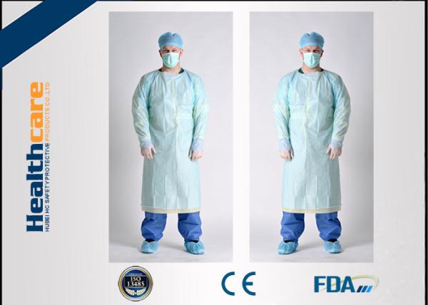 Vestidos longos do isolamento do Anti-sangue da luva dos vestidos protetores descartáveis simples com Thumbhole