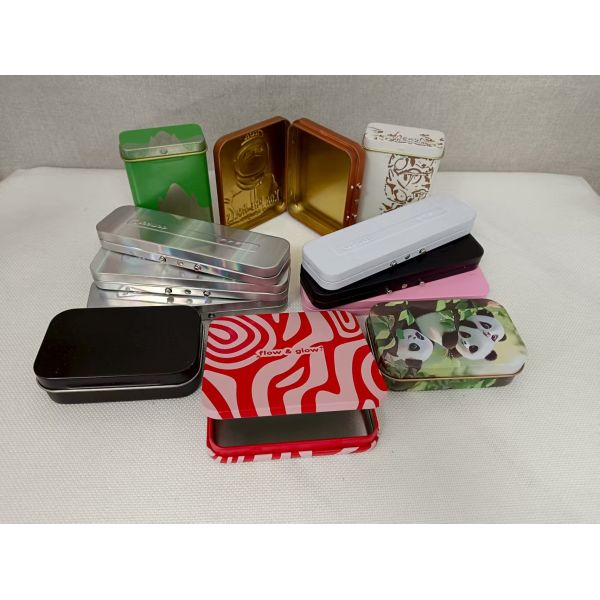 Pink Black Gift Box Tin Tinplate Metal Printed Food Package with Hinged Lid