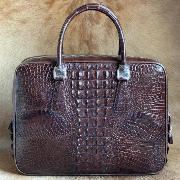 Alligator Leather Key Lock Closure Businessmen Laptop Briefcase Genuine Crocodile Skin Male Large Working Travel Handbag