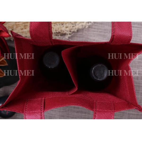 Tote Reusable Double Bottles Non Woven Wine Bags 85gsm Folding Laminated