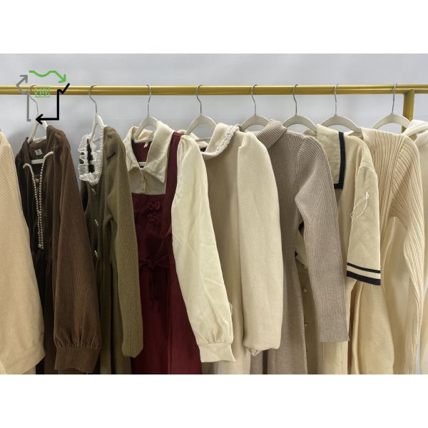 Women's Preloved Winter Clothes Casual Used Polyester Cotton Blend Winter Dress