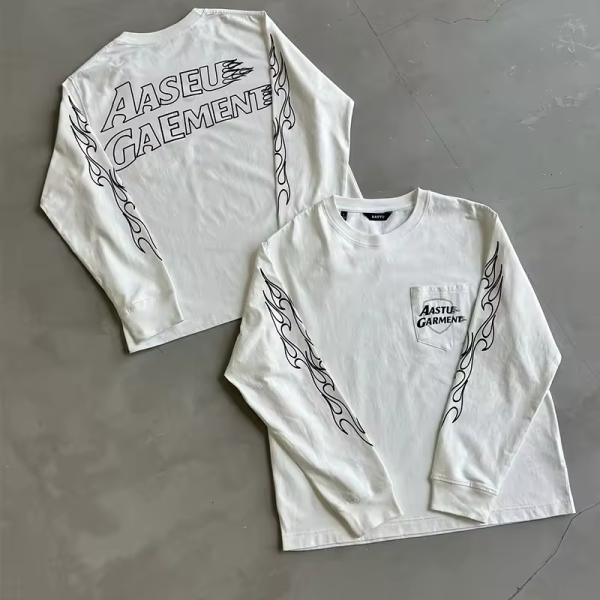 Custom Heavyweight Vintage Screen Digital Print T-shirt Cotton Graphic Drop Shoulder Oversized Boxy Fit Long Sleeve T Shirt