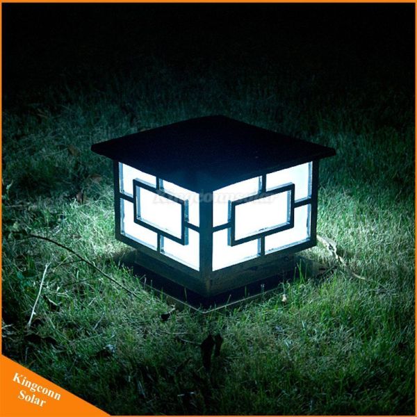 Lampe de bornier de jardin solaire extérieure avec source de lumière LED 1,2 W, lampe pilier