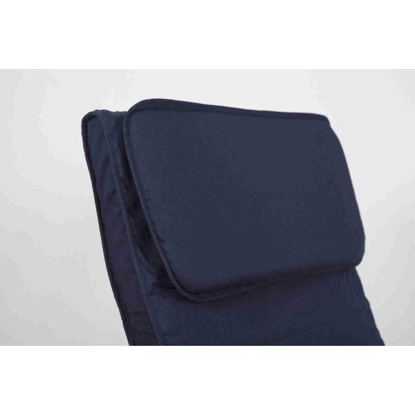 Blue Canvas Wooden Outdoor Furniture Nursery Rocking Chair With Adjustable Footrest