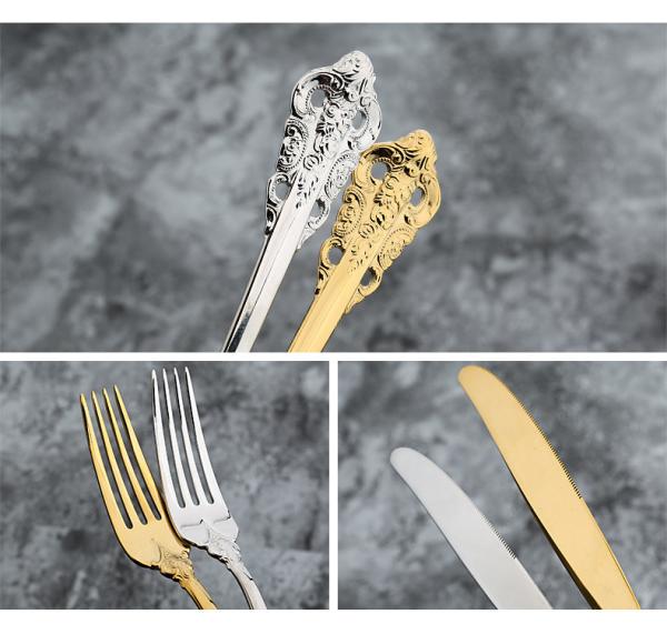 NC888 Royal gold Cutlery Set Stainless Steel wedding Flatware Set forged  whole series