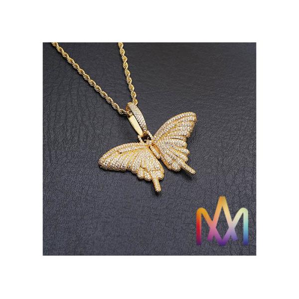 27g Fadeless Butterfly Pendant Cubic Zirconia Necklace
