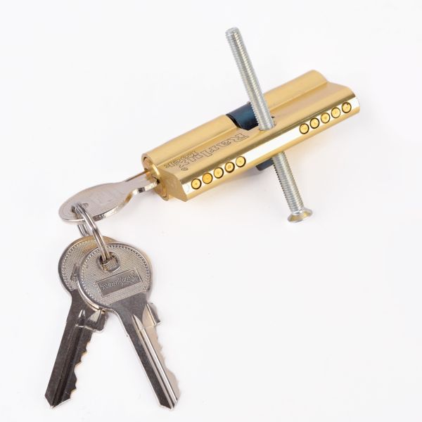 RARLUX Super Polish Nickel Plated Solid Brass Key Door Cylinder with 3 Keys