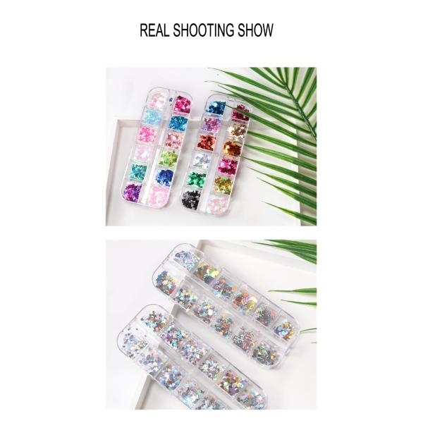 12 Grids Star Geometric Butterfly Nail Art Stickers Glitter Flakes Nail Art Sequins Paillette Confetti Holographic Laser Shining