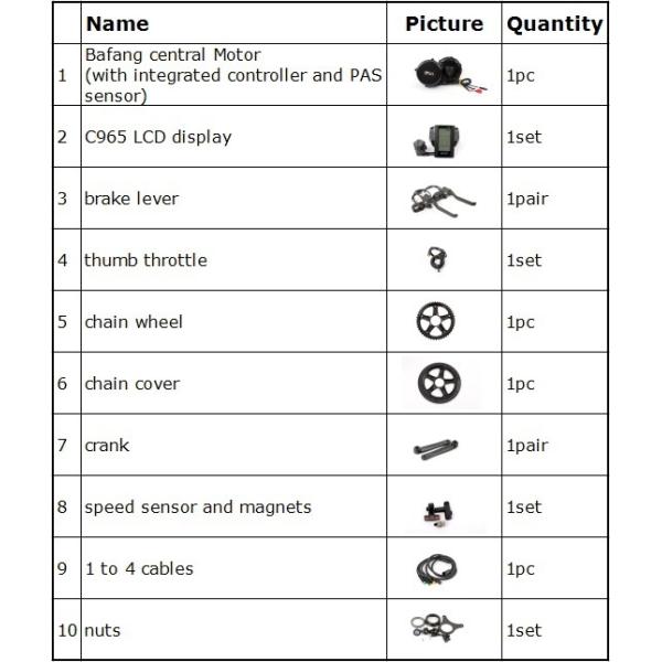 Bafang Mid Drive Motor Electric Bike Kit With Lithium Battery 48V 1000W