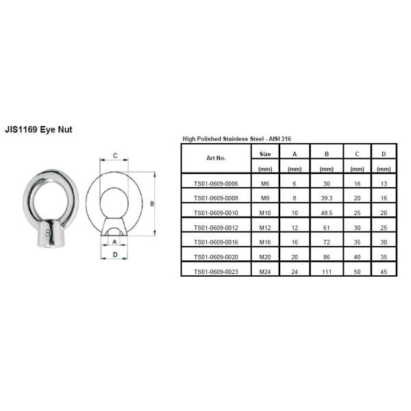 Stainless Steel JIS1168 Eye Bolt for Marine Hardware