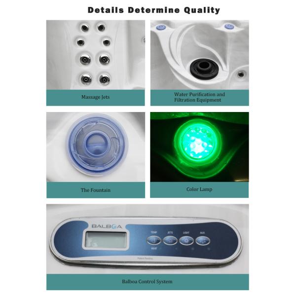 Out Door Acrylic Massage Air Jets Whirlpool Hot Tubs With Underwater Led Light