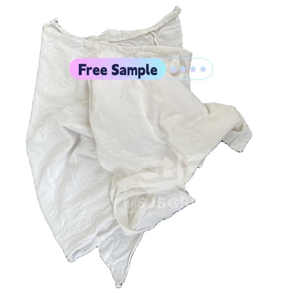 Free Sample 100 cotton white T-Shirt Rags Cleaning Industrial wiper industrial cotton wiping rags For Industrial Usage