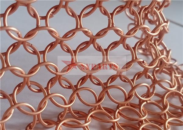 1.2x10mm Chainmail Fabric In Copper Color For Architecture Decoration