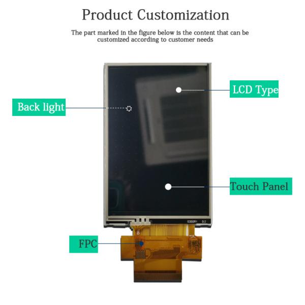 Mcu Spi 3,5 дюйма Tft LCD дисплейный модуль 280cd/m2 Dot Matrix Tft Screen