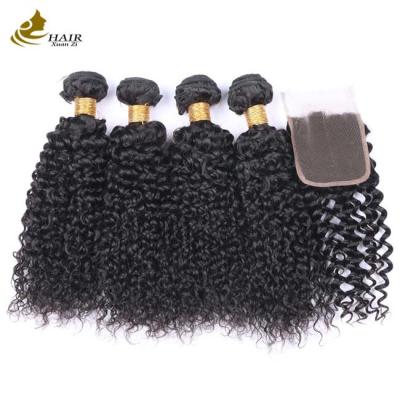 Remy encaracolado, cabelo humano brasileiro, feixe Afro Kinky
